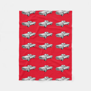 Mercedes Benz 280 SL Convertible Car Illustration Fleece Blanket