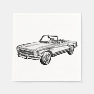 Mercedes Benz 280 SL Convertible Illustration Napkin