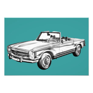 Mercedes Benz 280 SL Convertible Illustration Photo Print