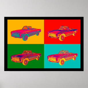 Mercedes Benz 280 SL Convertible Pop Art Poster