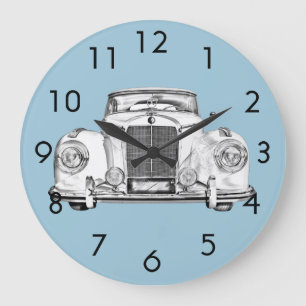 Mercedes Benz 300 Luxury Car Illustration Large Clock