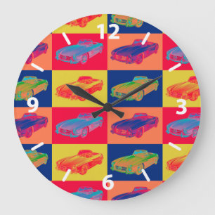 Mercedes Benz 300 SL Convertible Pop Art Large Clock