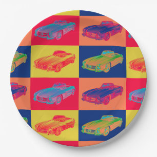 Mercedes Benz 300 SL Convertible Pop Art Paper Plate