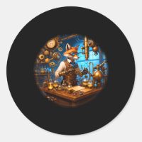 Mercenary Steam Punk Fox Scientist Sticker