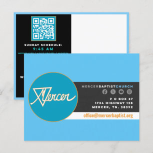 Mercer Baptist Church Invitation Postcard