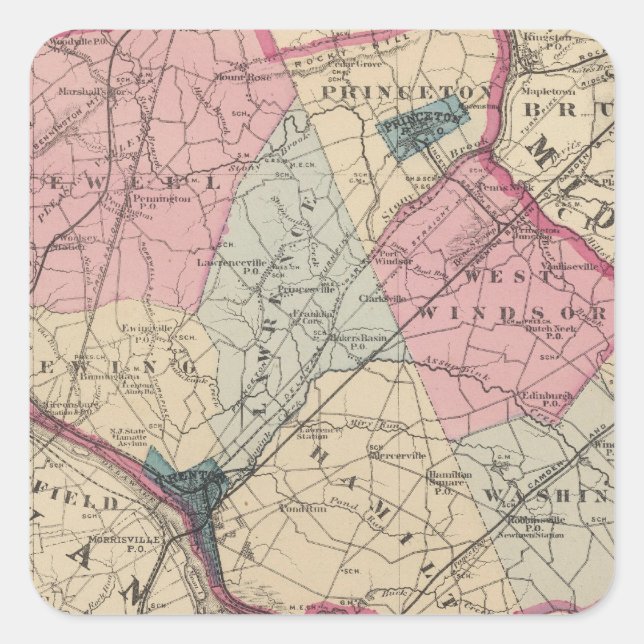 Mercer County, NJ Square Sticker (Front)