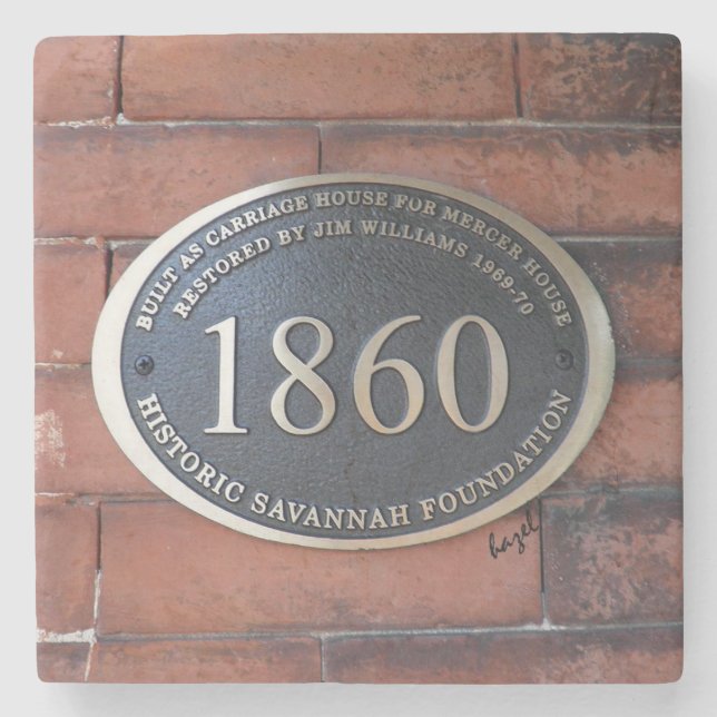 Mercer Williams Carriage House Sign, Savannah Stone Coaster (Front)