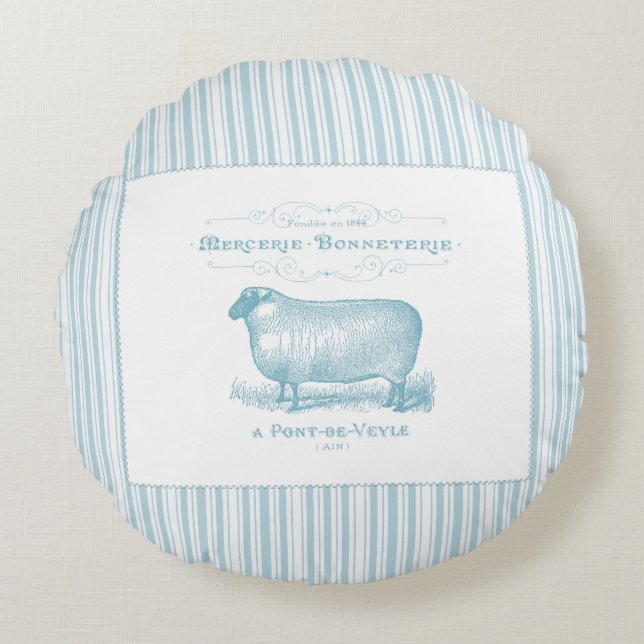 Mercerie Bonneterie Sheep Round Pillow (Front)