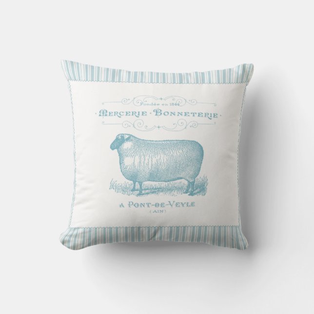 Mercerie Bonneterie Sheep Throw Pillow (Front)