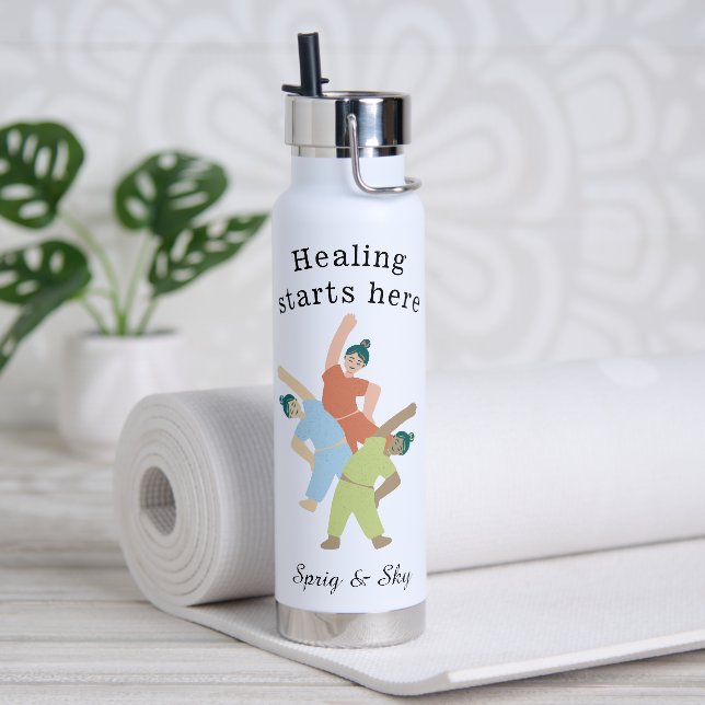 Merchandise Dark Green Light Green Simple  Water Bottle (Yoga)