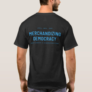 "Merchandizing Democracy" Tar Heel Blue Text T-Shirt