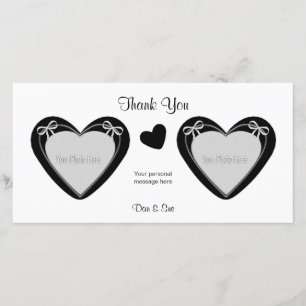 Merci - 2 photos - coeurs noirs sur le blanc