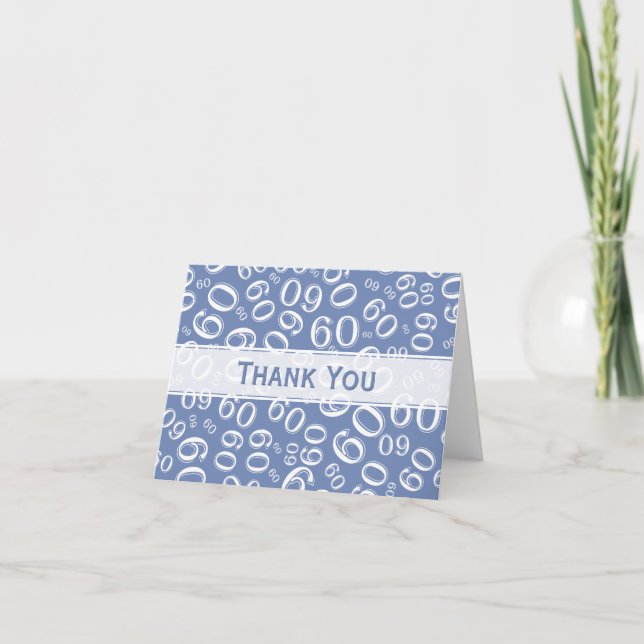 Merci 60e anniversaire Numéro Motif Bleu/Blanc (Devant)