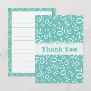 Merci 70 Anniversaire Motif Numéro Turquoise/Blanc