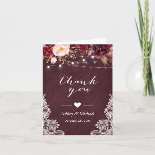 Merci à cordes florales de dentelle rouge Bourgogn