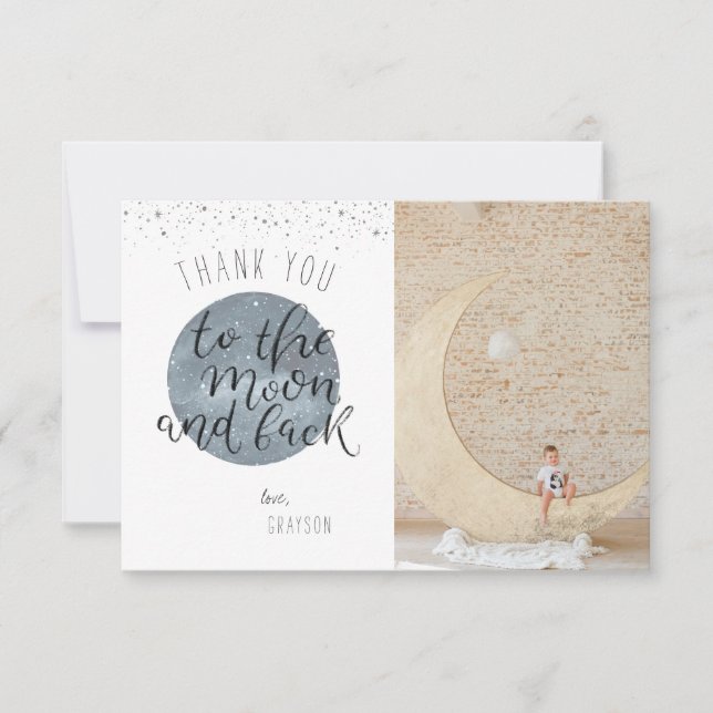 Merci à la Lune et retour | Carte de remerciements (Devant)