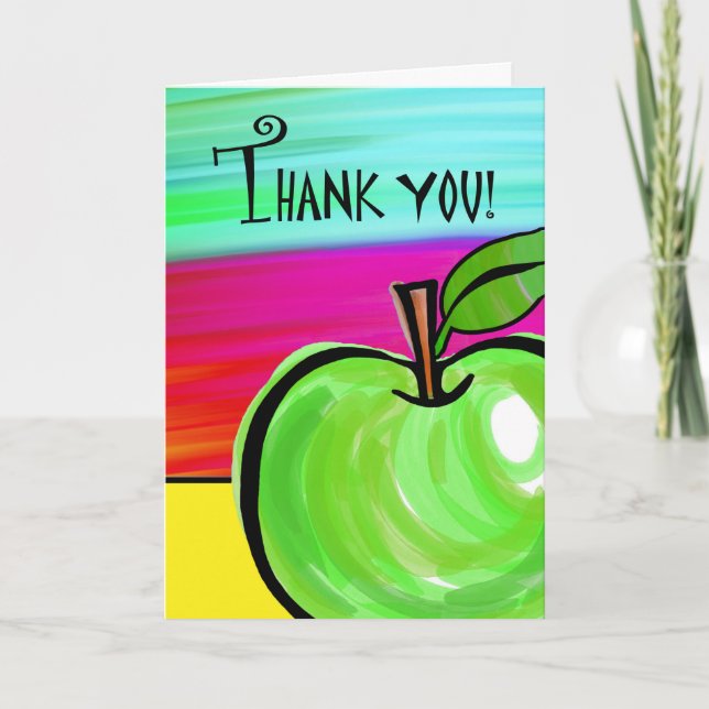 Merci à l'enseignant, Carte de voeux de pomme vert (Devant)