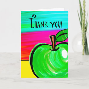 Merci à l'enseignant, Carte de voeux de pomme vert