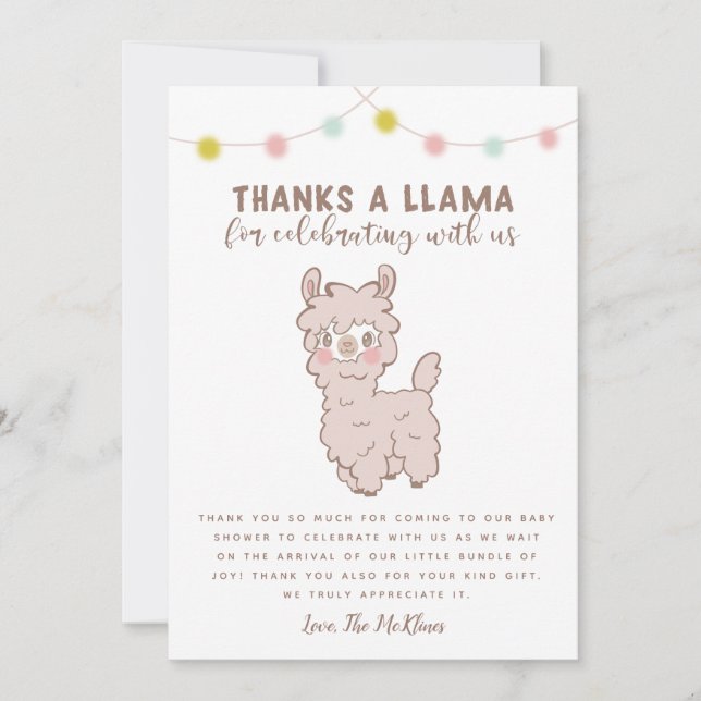Merci À Llama Pour Son Baby shower Non Sexe (Devant)