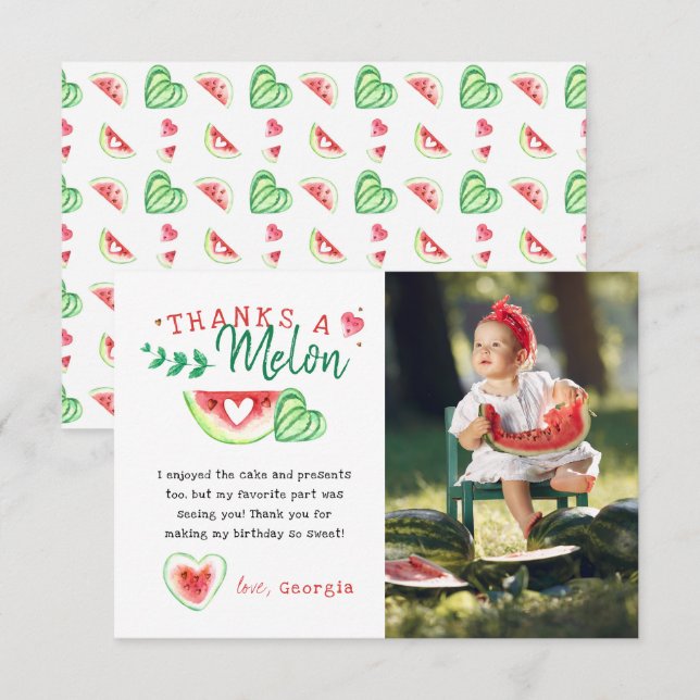 Merci A Melon | Remerciement d'anniversaire à la p (Devant / Derrière)