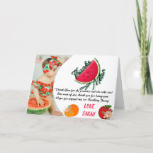 Merci À Melon Watermelon Photo Carte Anniversaire