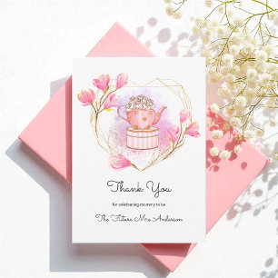 Merci à thé rose Baby shower Floral Card