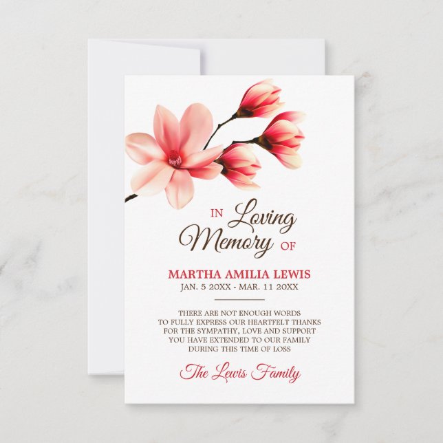 MERCI affectueux de magnolia de fleur de mémoire (Devant)