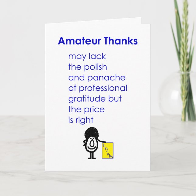 Merci Amateur, Un Poème De Merci Drôle (Devant)