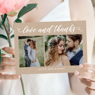 Merci Amour Mariage Photo Carte de remerciements K