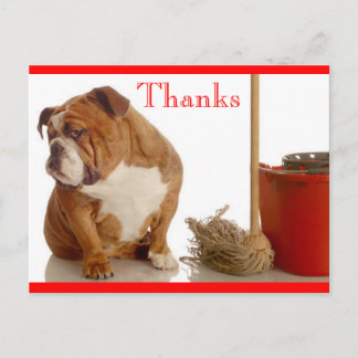 Merci Anglais Bulldog Pup Grey Carte Postale