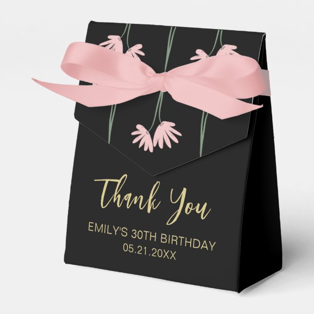 Merci Anniversaire Élégant rose Floral Ballotins (Verso)