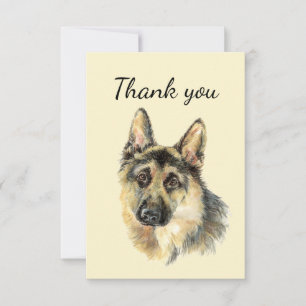 Merci Aquarelle Allemande Berger chien animal