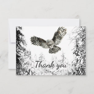 Merci Aquarelle Chouette rayonnante Oiseau Nature 