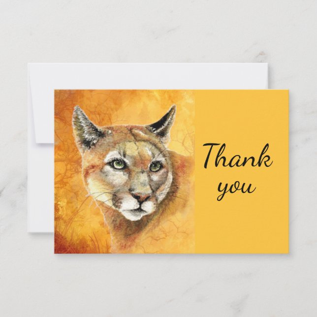 Merci aquarelle Cougar Puma Mountain Lion (Devant)