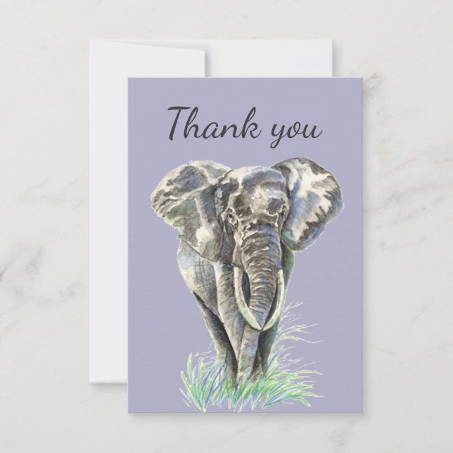 Merci Aquarelle Éléphant Faune Nature (Devant)