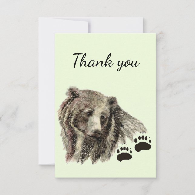 Merci Aquarelle Grizzli Ours Animal Nature (Devant)