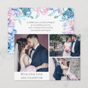 Merci Aquarelle Mariage floral 3 Cartes photos