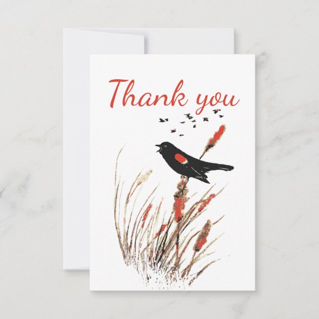 Merci Aquarelle Oiseau noir Oiseau animal Art (Devant)