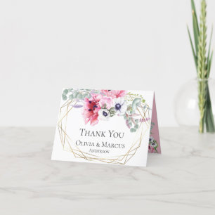 Merci   Aquarelle Pink Poppies Floral Bouquet