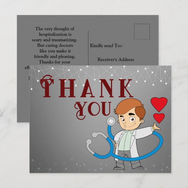 Merci au médecin Carte postale (Devant / Derrière)