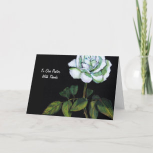 Merci au pasteur : Rose blanche simple sur noir