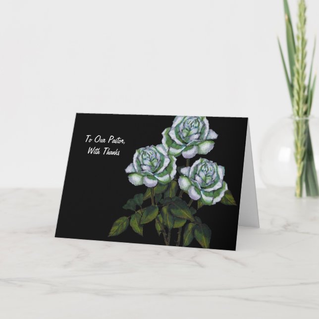 Merci au pasteur : Trois Roses blanches sur le noi (Devant)
