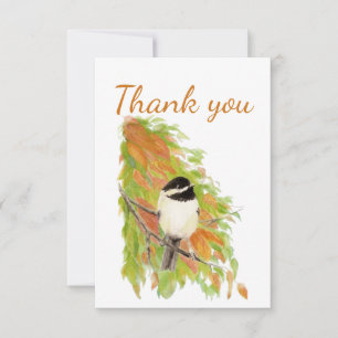 Merci Automne Chickadee Bird Art Nature
