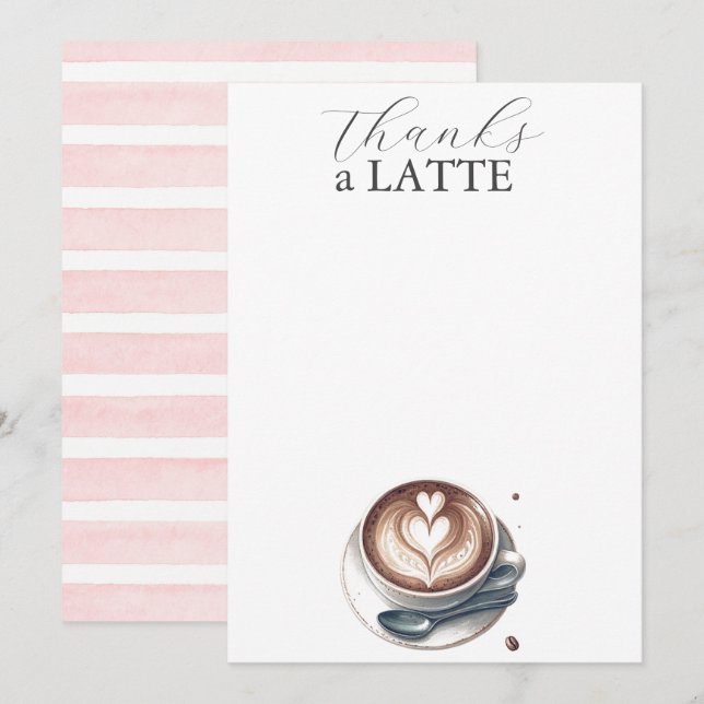 Merci Aux Cartes pour notes Amateurs De Café Latte (Devant / Derrière)