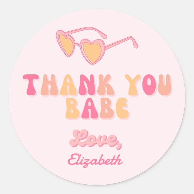 Merci Babe Coeur Lunettes de soleil Rond Sticker (Devant)