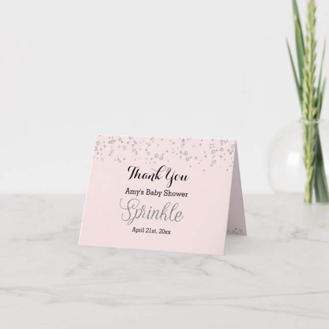 Merci Baby shower à arrosage rose (Devant)