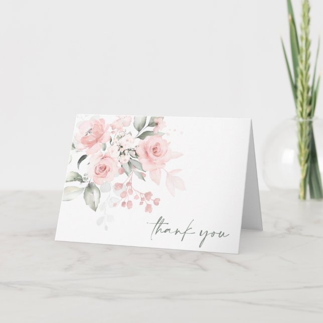 MERCI Baby shower Aquarelle rose pâle FILLE (Devant)