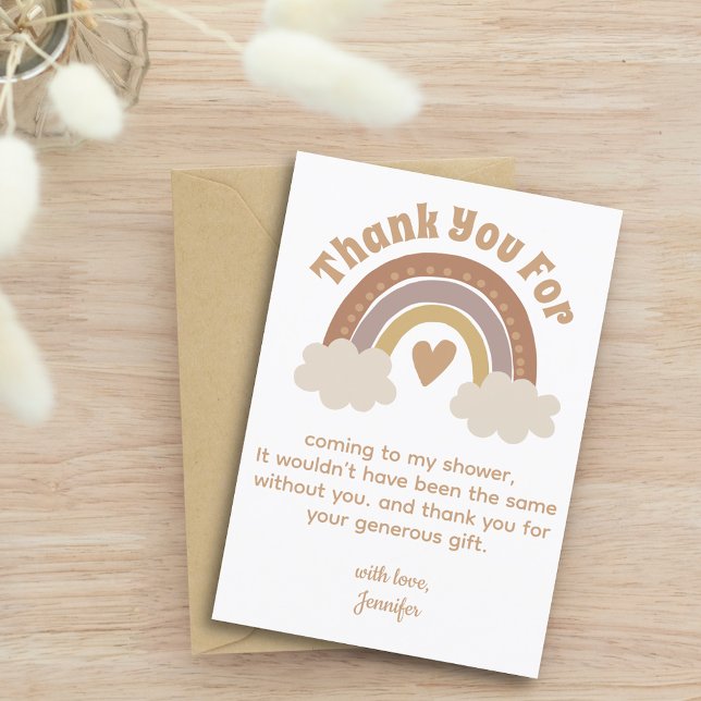 merci baby shower arc-en-ciel boho élégant carte (Créateur téléchargé)