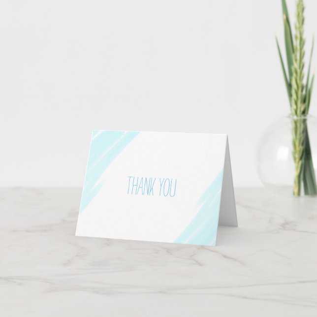 Merci Baby shower carte bleu aquarelle (Devant)