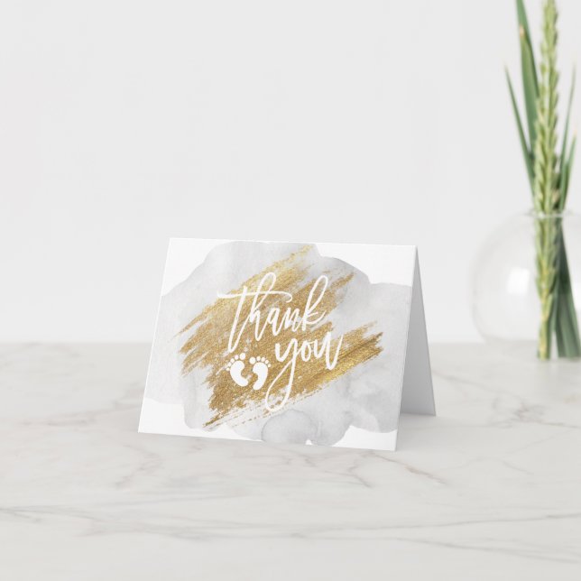 MERCI Baby shower gris or Aquarelle neutre (Devant)
